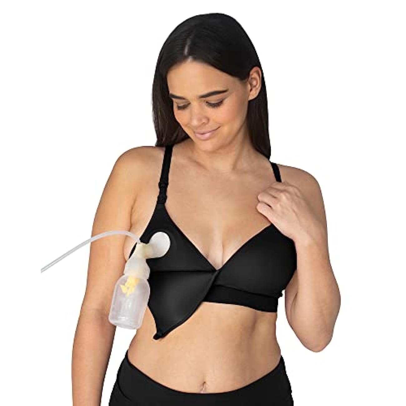 Kindred Bravely Minimalist Hands-Free Pumping And Nursing Plunge Bra, Small, Busty, Black