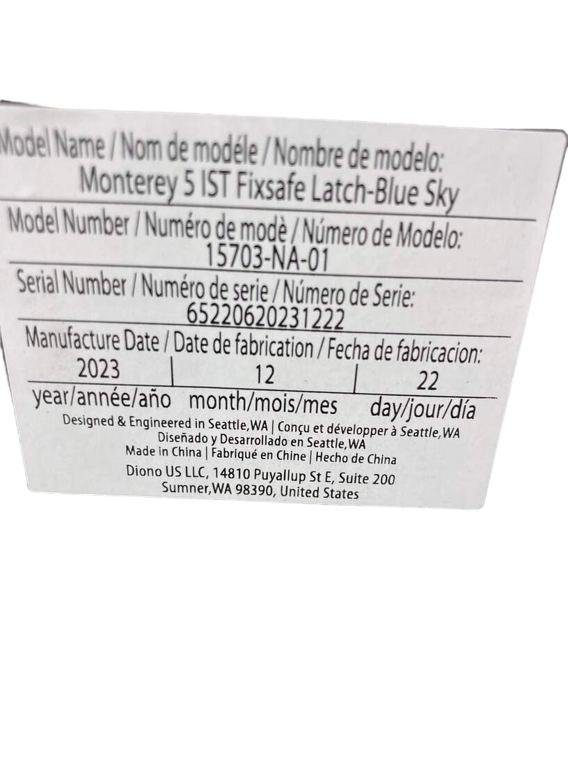 Diono Monterey 5iST FixSafe Booster Seat, Blue Sky, 2023