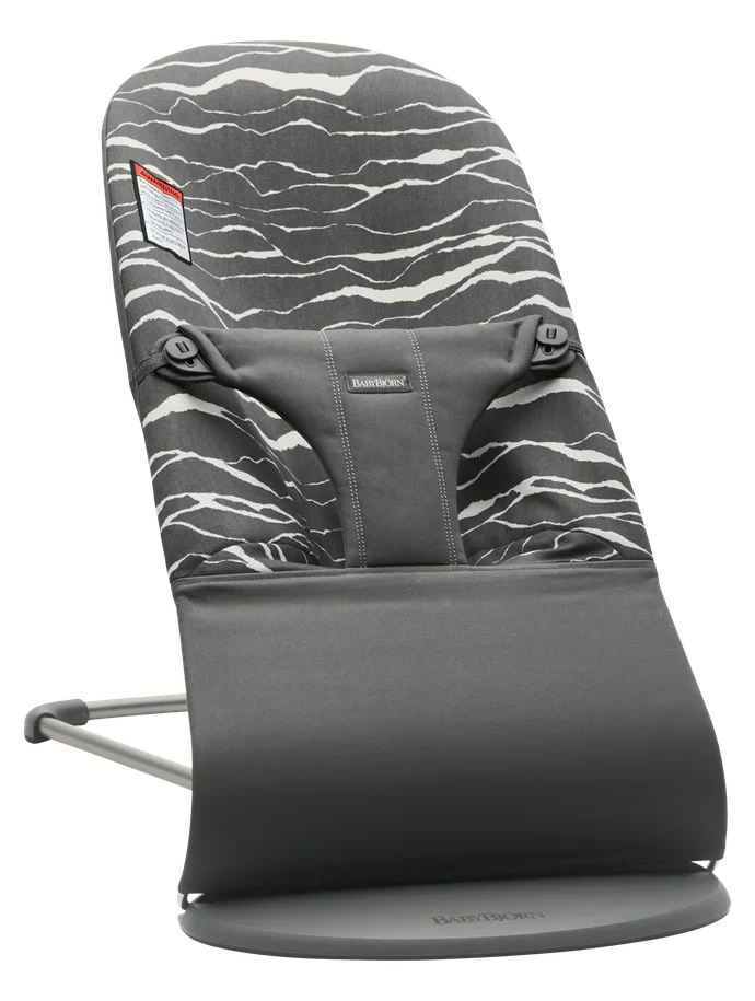 BabyBjorn Bouncer Bliss, Black Frame, Anthracite/Landscape Print Cotton