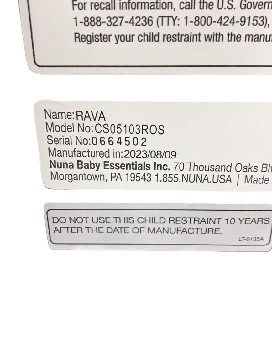 Nuna RAVA Convertible Car Seat, Rose, 2023