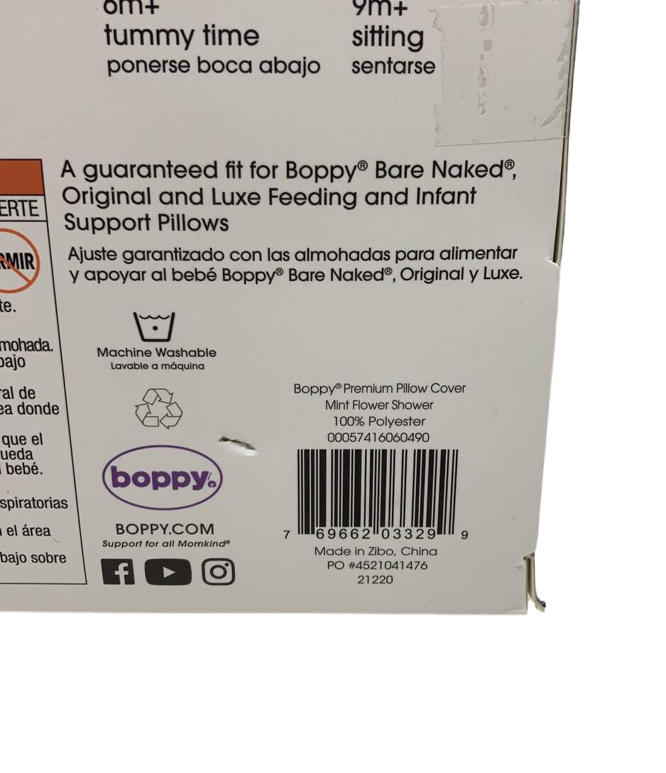 Boppy Premium Nursing And Infant Support Pillow Slipcover, Mint Flower Shower