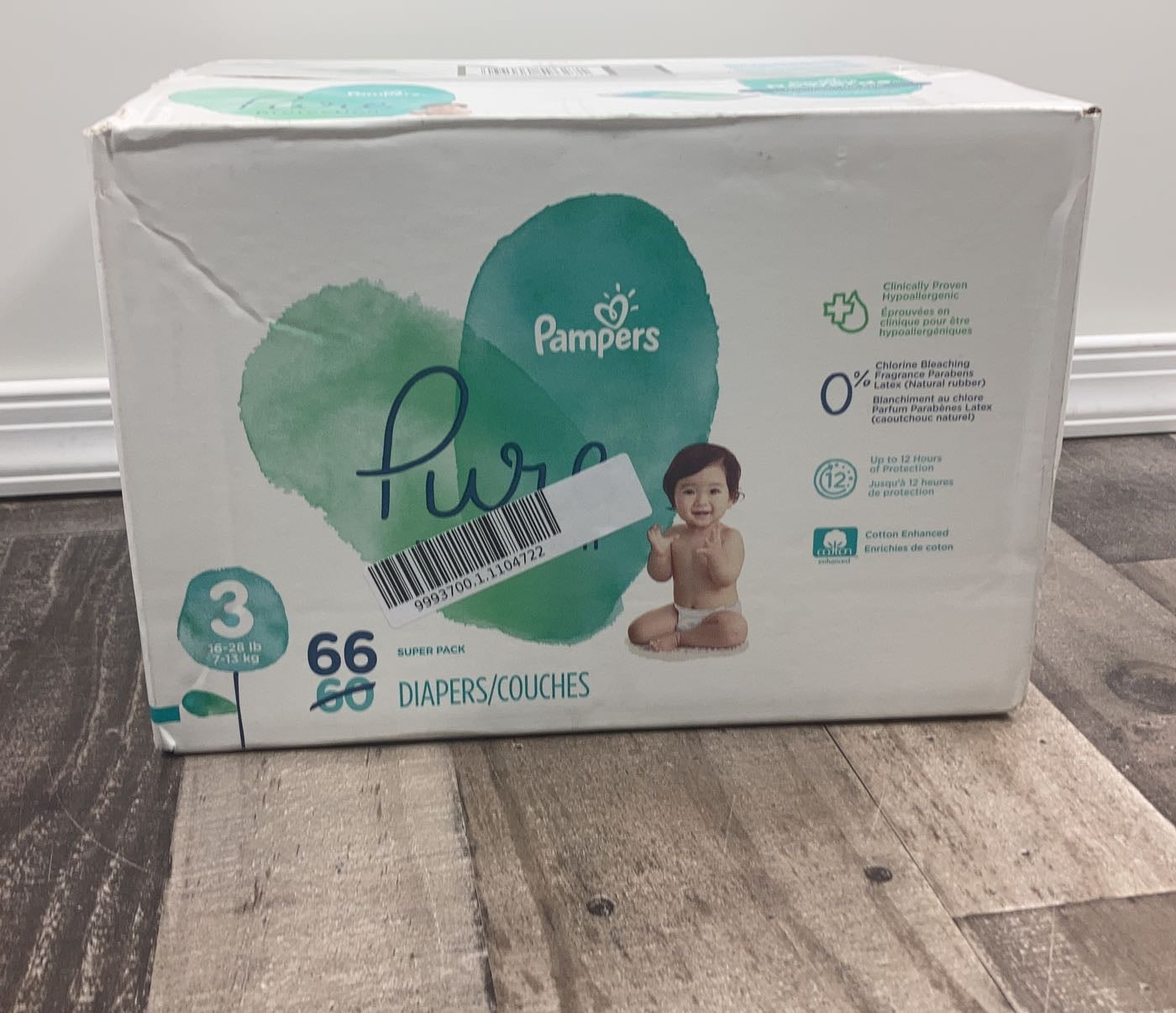  Pampers Pure Protection Diapers, Size 3, 116 Count, 66 Count
