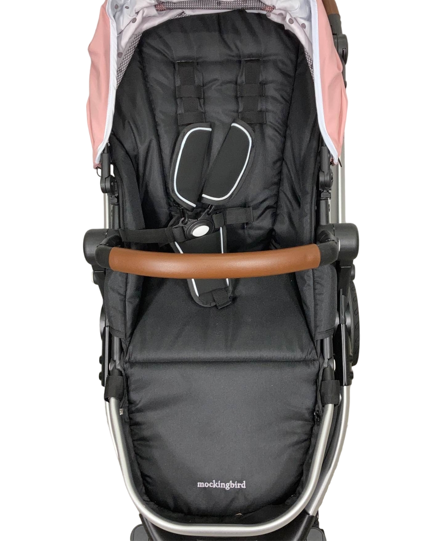  Mockingbird Single Stroller, Bloom, 2023, Watercolor Drops, Silver With Penny Leather