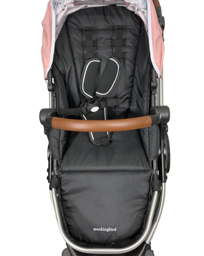  Mockingbird Single Stroller, Bloom, 2023, Watercolor Drops, Silver With Penny Leather