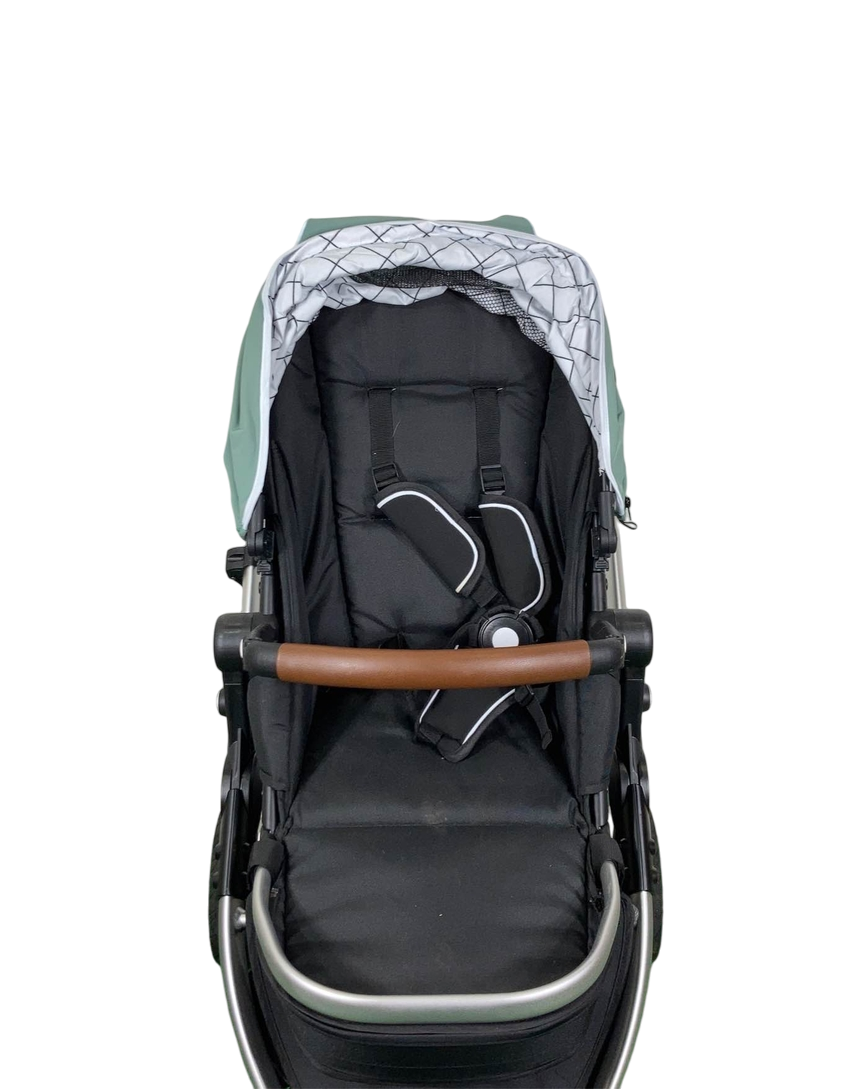  Mockingbird Single 2.0 Stroller, 2023, Silver With Penny Leather, Windowpane, Sage