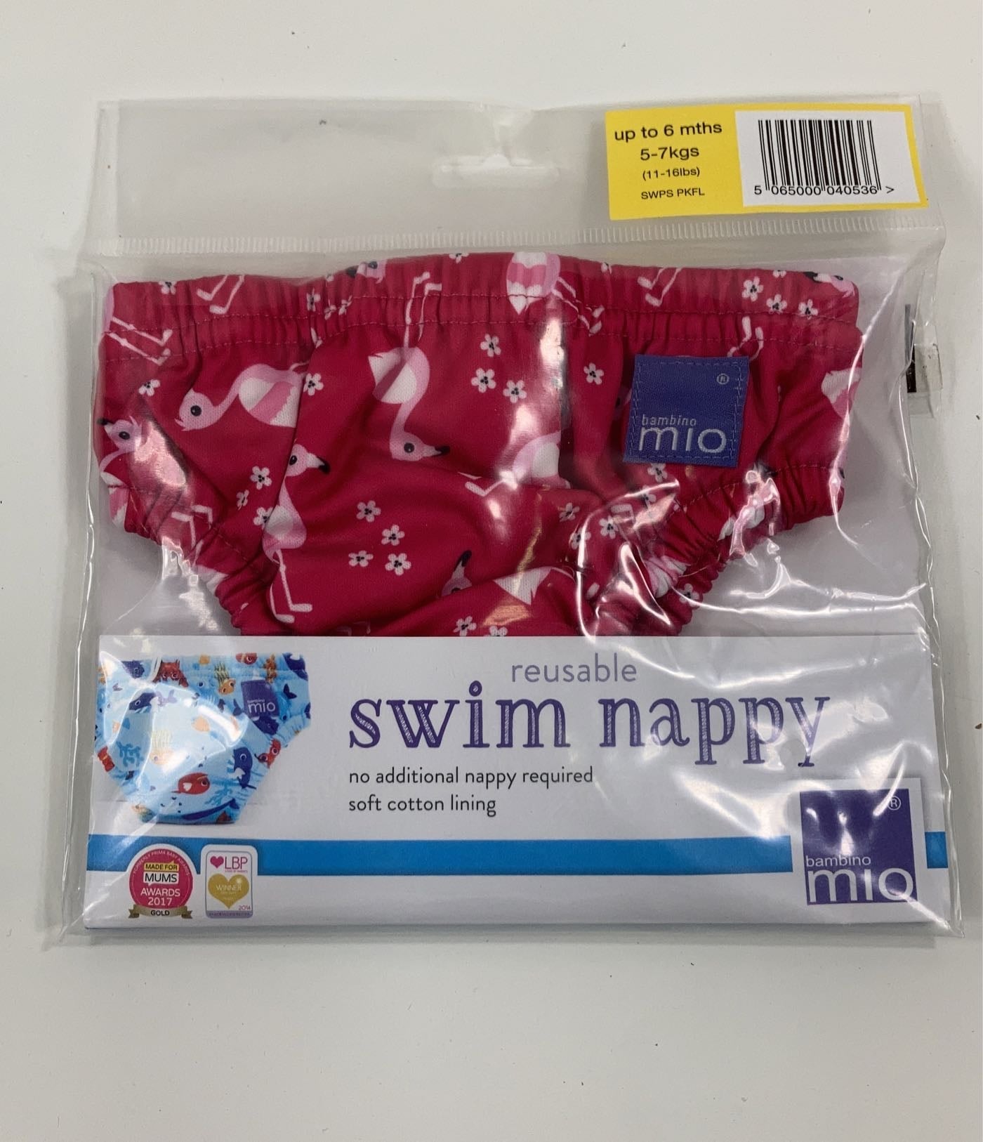  Bambino Mio Swim Nappy, 0-6 Months, Pink Flamingo