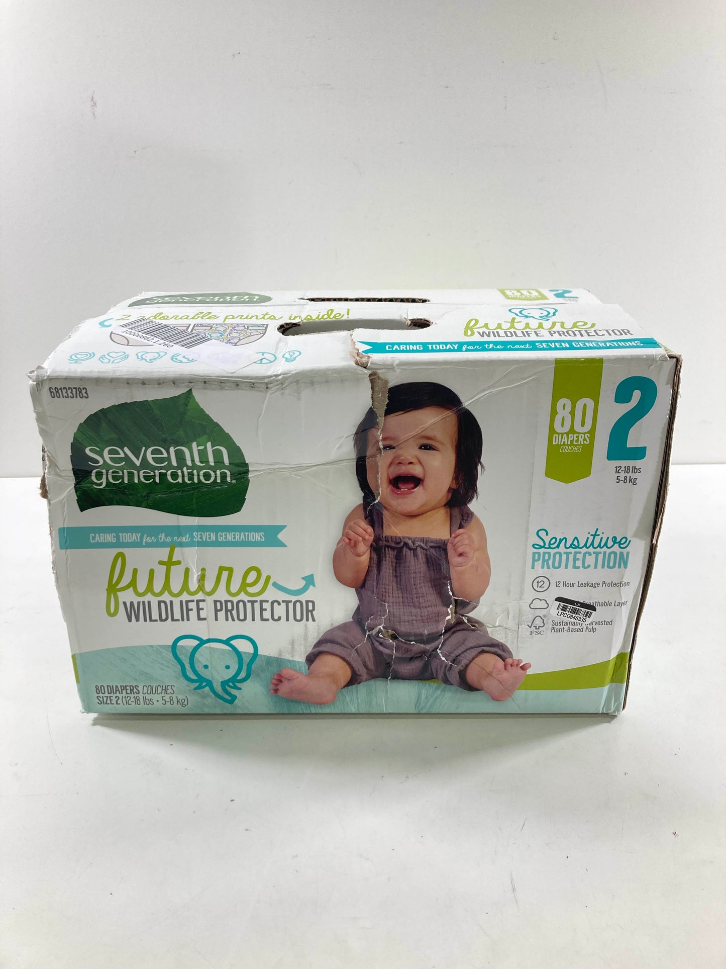  Seventh Generation Sensitive Protection Diapers, Size 2, 80 Count