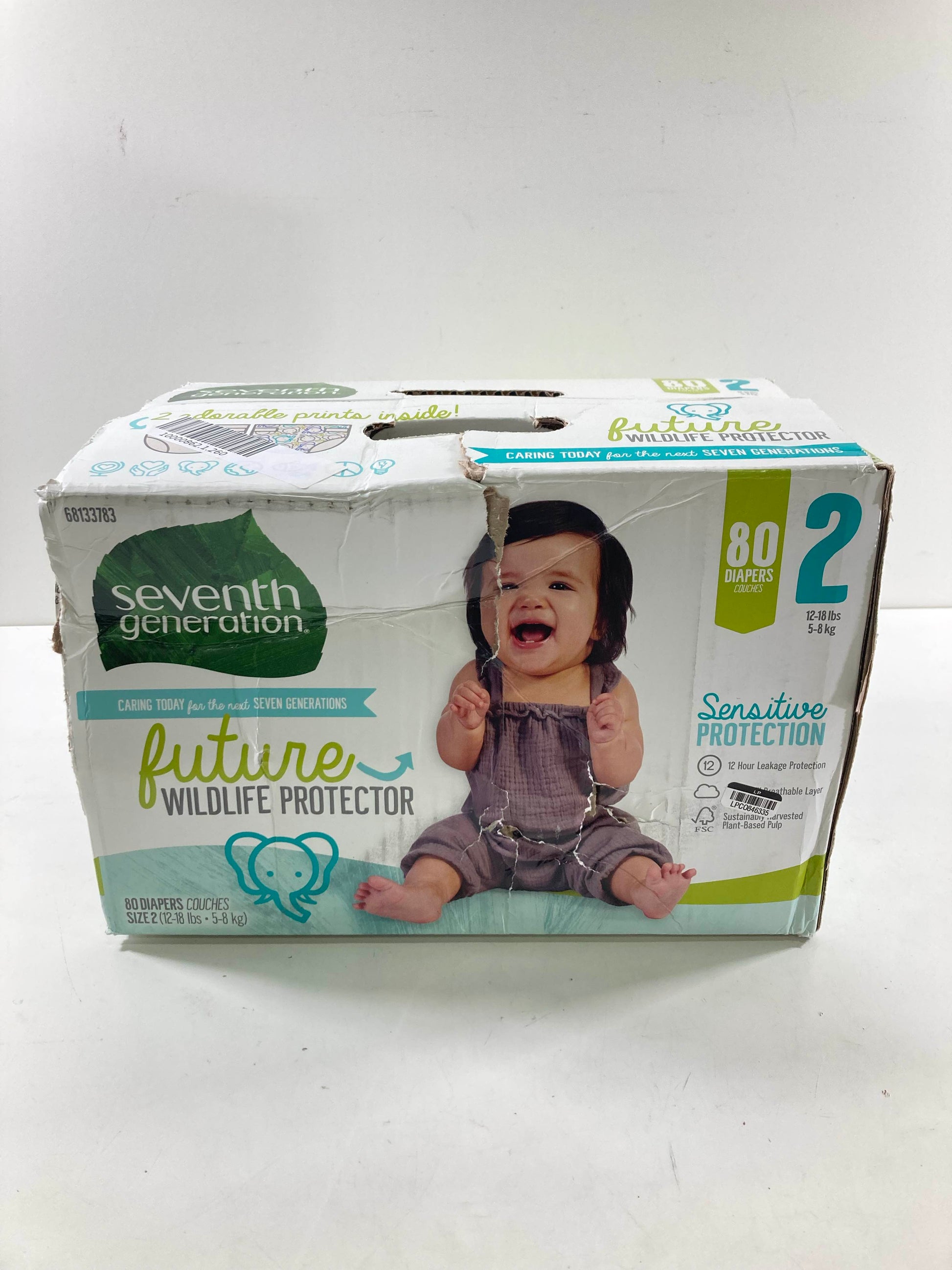  Seventh Generation Sensitive Protection Diapers, Size 2, 80 Count