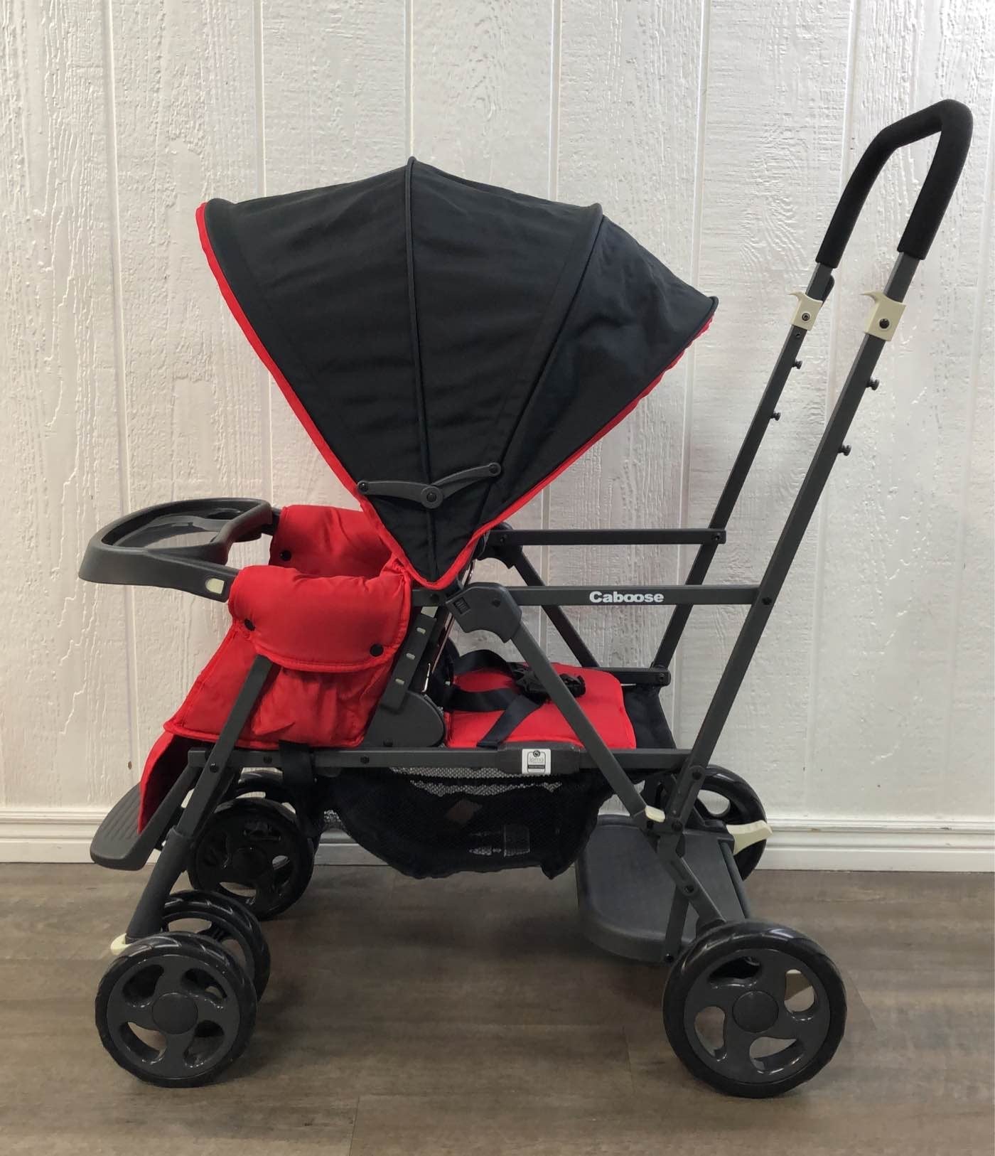  Joovy Caboose Graphite Stand-On Tandem Stroller, Red 2021