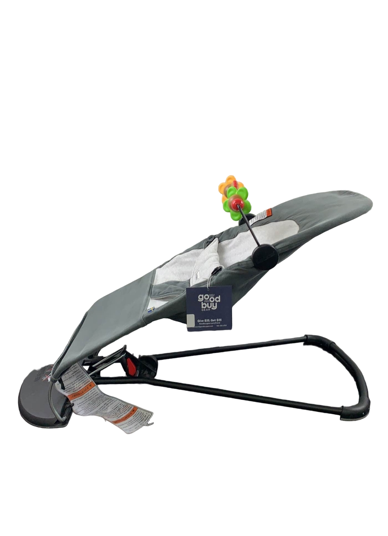 BabyBjorn Bouncer Balance With Toy Bar, Soft, Cotton, Dark Grey/Grey, Black Frame