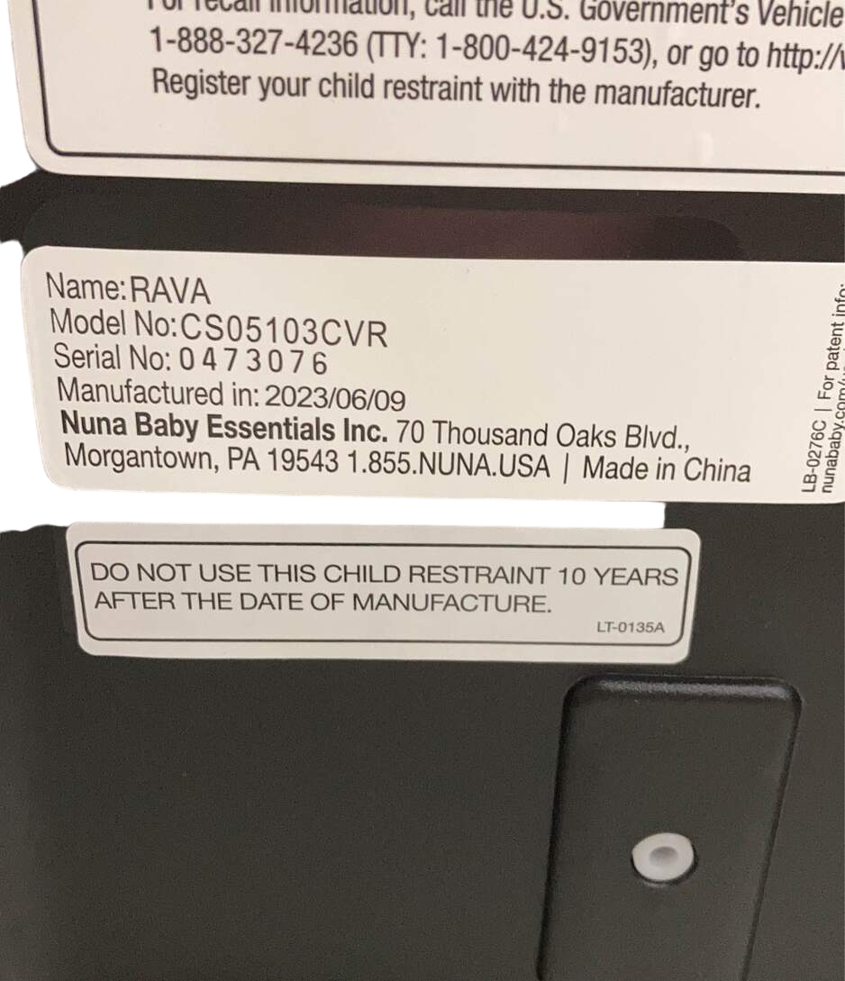 Nuna RAVA Convertible Car Seat, 2023, Caviar