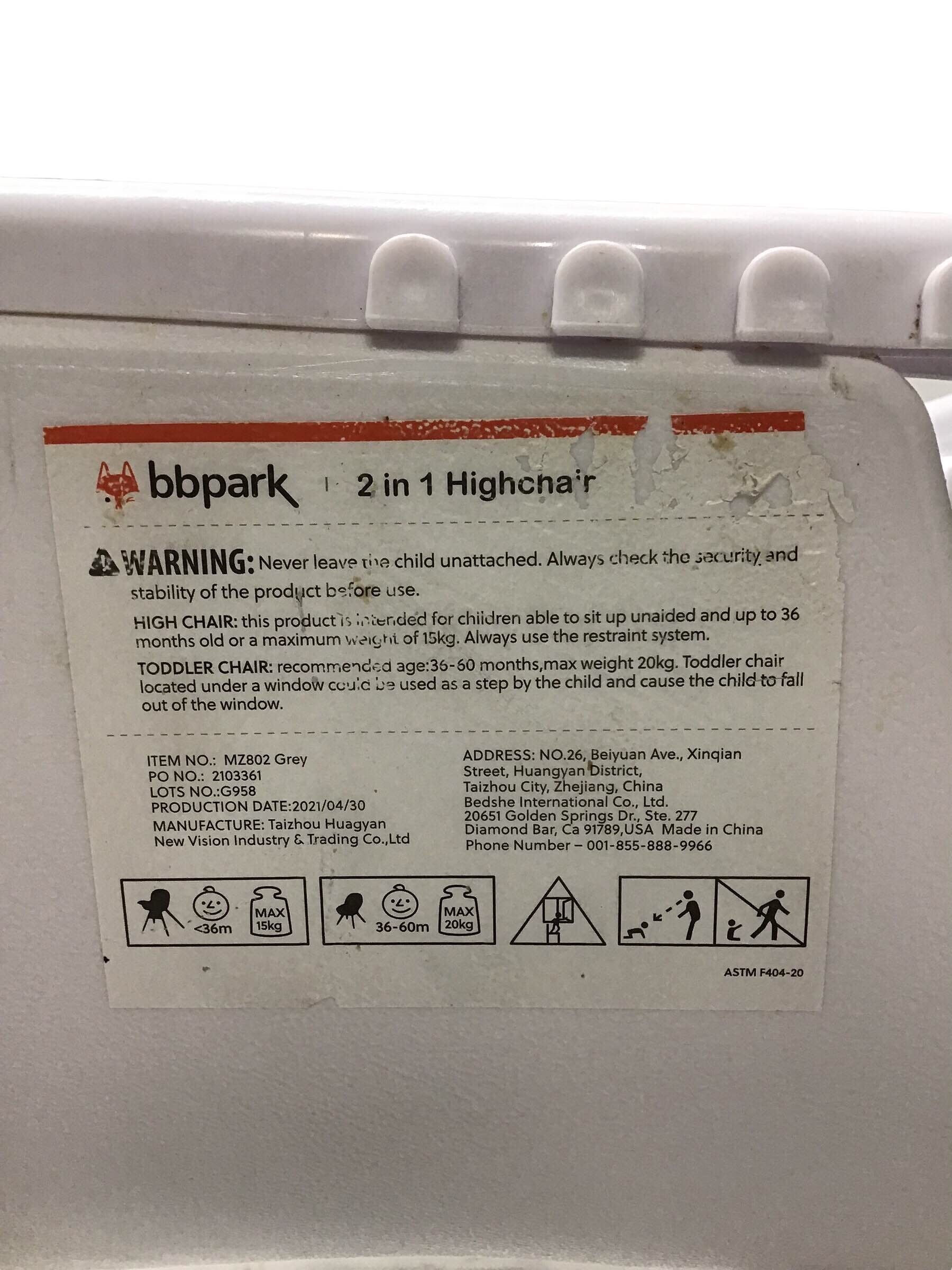  BBpark 2-in-1 High Chair