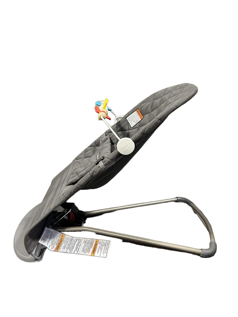  BabyBjorn Bouncer Bliss With Toy Bar, Light Gray Frame, Anthracite Cotton Classic Quilt