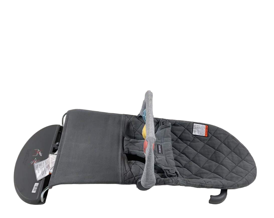  BabyBjorn Bouncer Bliss With Soft Toy Bar, Dark Gray Frame, Anthracite Cotton Classic Quilt