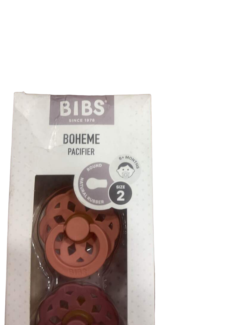  BIBS 2-Pack Pacifiers, Boheme, Size 2, Peach/Woodchuck