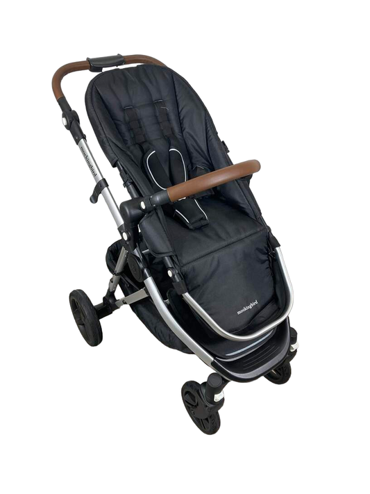  Mockingbird Single Stroller, 2023, Black, Silver With Penny Leather