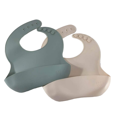  AEIOU Bib 2-Pack, Sage/Oat Milk