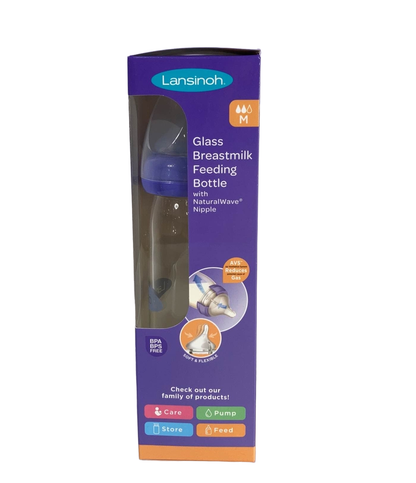  Lansinoh Breastmilk Feeding Glass Bottle, 8 Oz
