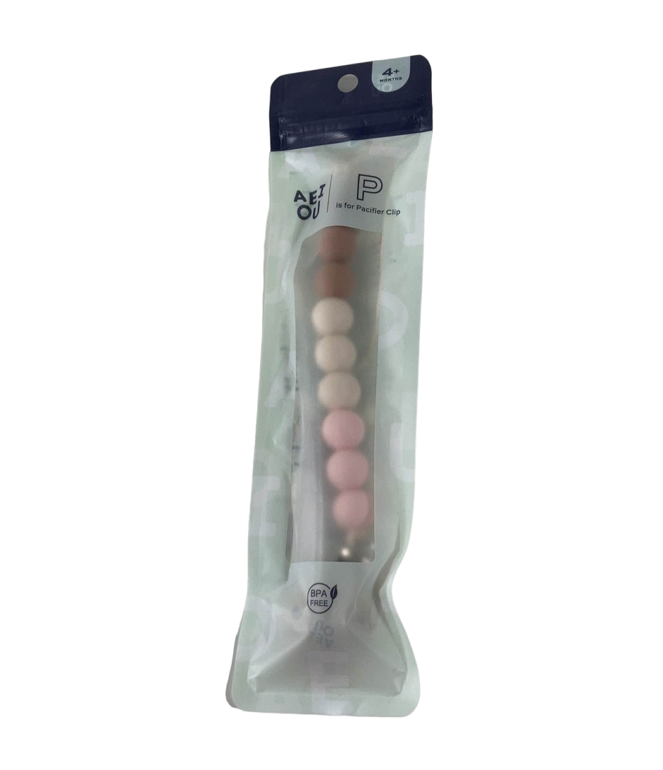  AEIOU Silicone Pacifier Clip, Petal Multi