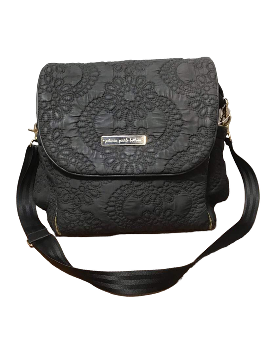  Petunia Pickle Bottom Boxy Backpack Diaper Bag, Black Embossed