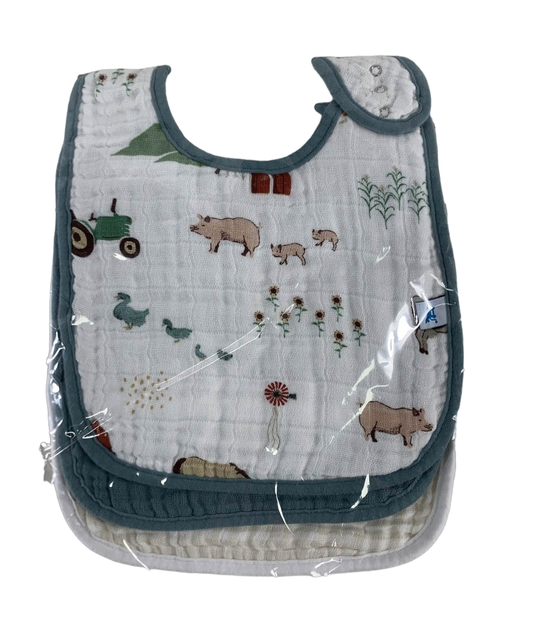 Little Unicorn Cotton Muslin Classic Bib (3 Pack), Farmyard