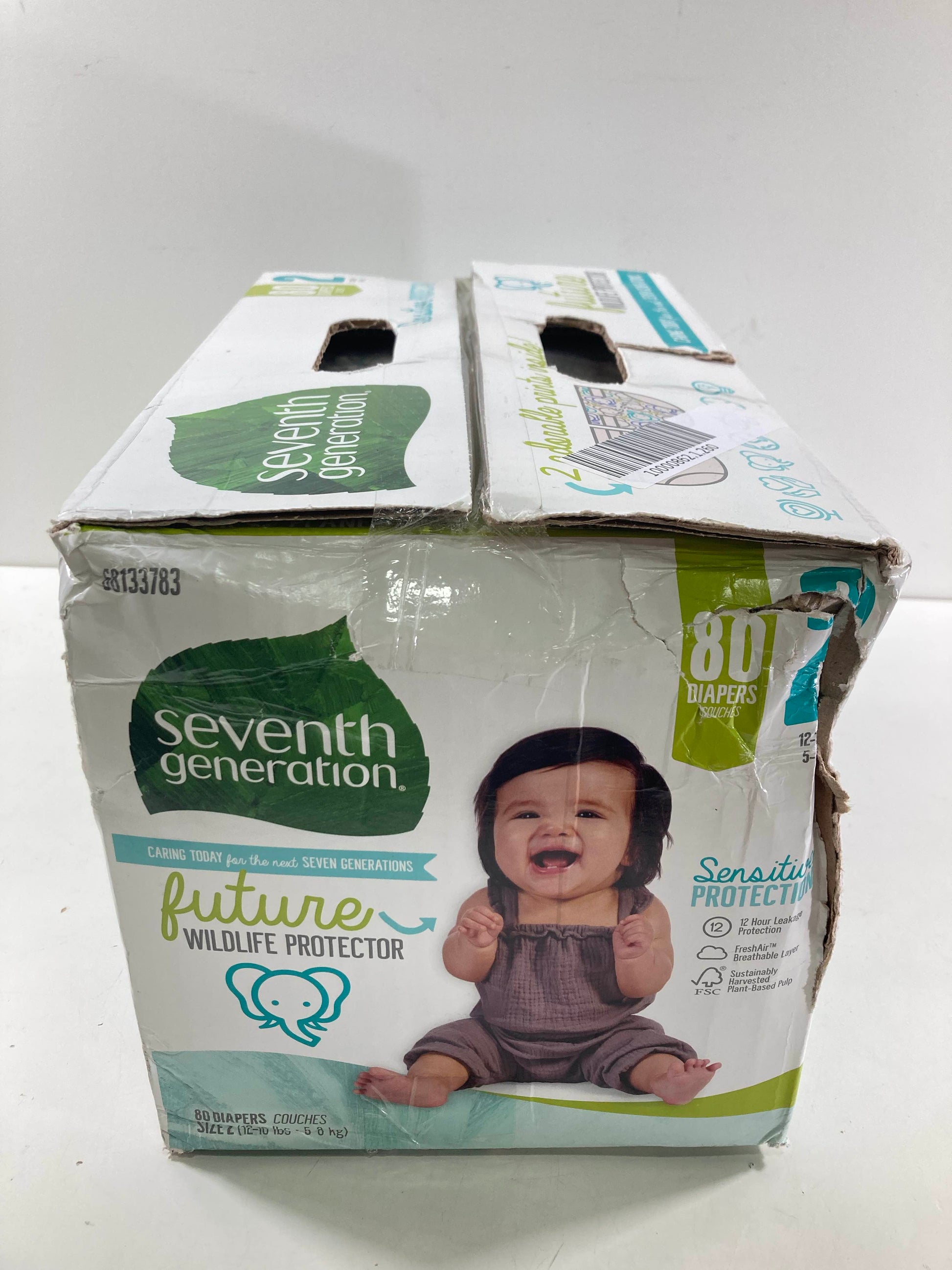  Seventh Generation Sensitive Protection Diapers, Size 2, 80 Count