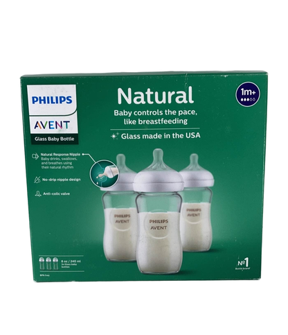  Philips Avent Natural Glass Baby Bottles, 3-Pack