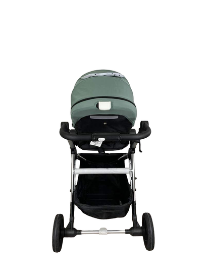  Mockingbird Single Stroller, 2022, Sage, Watercolor Drops, Silver With Black Leather