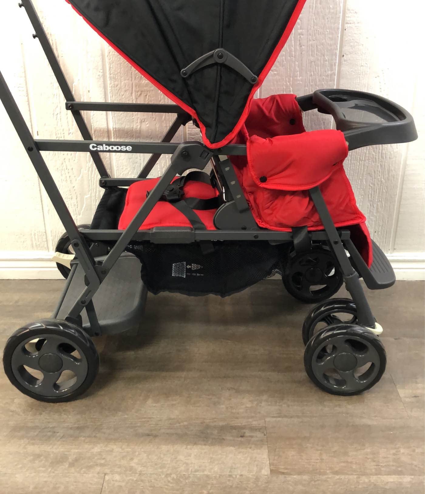 Joovy Caboose Graphite Stand-On Tandem Stroller, Red 2021