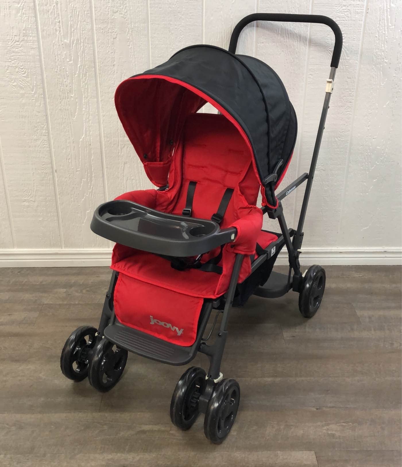  Joovy Caboose Graphite Stand-On Tandem Stroller, Red 2021