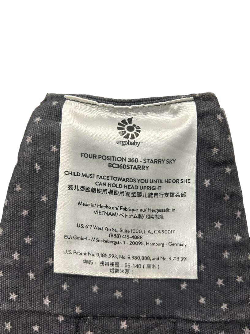  Ergobaby 360 All Positions Cotton Baby Carrier, Starry Sky, With Easy Snug Insert