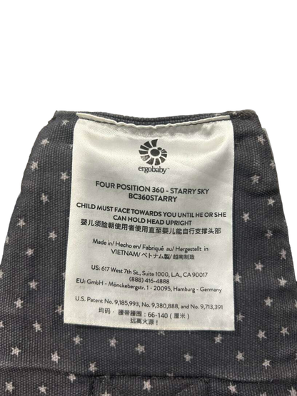  Ergobaby 360 All Positions Cotton Baby Carrier, Starry Sky, With Easy Snug Insert