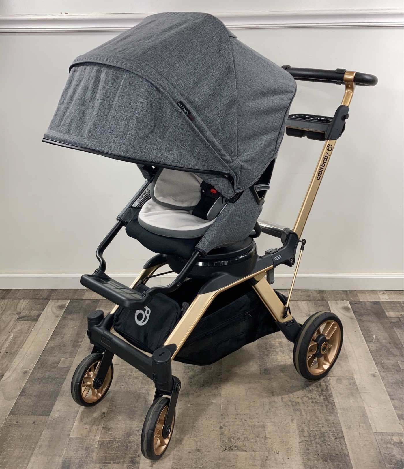 Orbit BabyG5 Stroller With Snack Tray, 2021, Gold Frame, Grey Melange Seat