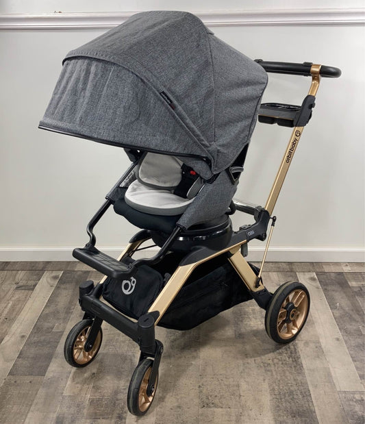  Orbit BabyG5 Stroller With Snack Tray, 2021, Gold Frame, Grey Melange Seat