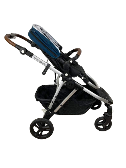  Mockingbird Single To Double Stroller, 2023, Silver With Penny Leather, Watercolor Drops, Sea