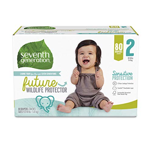  Seventh Generation Sensitive Protection Diapers, Size 2, 80 Count
