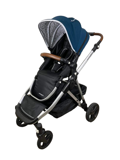 Mockingbird Single To Double Stroller, 2023, Silver With Penny Leather, Watercolor Drops, Sea