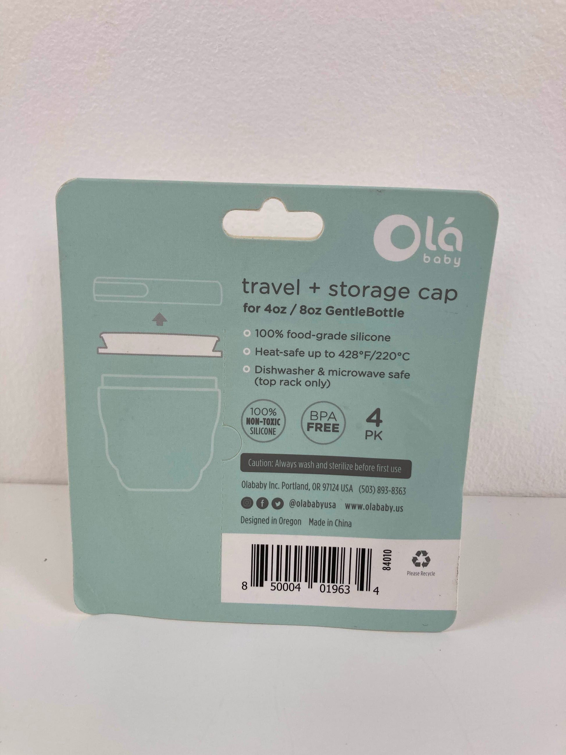  Olababy Travel + Storage Caps For GentleBottle, 4 Pack