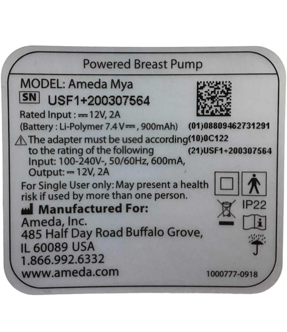  Ameda MYA Portable Breast Pump