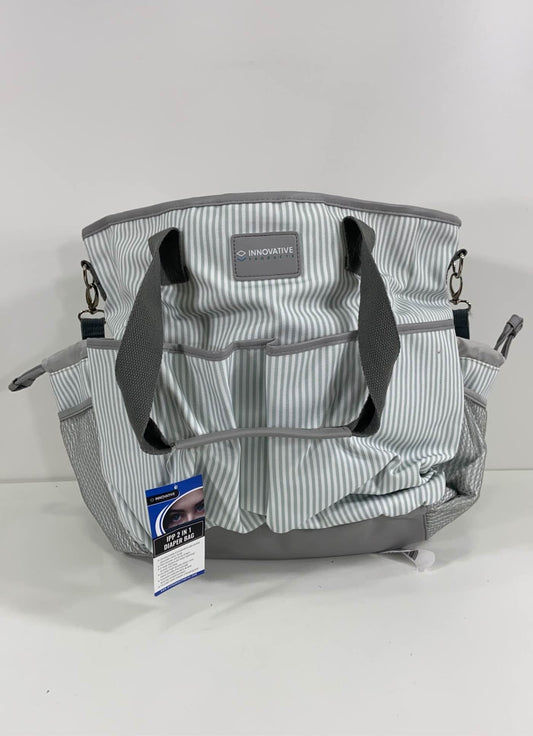  Innovative Products 2 In 1 Diaper Bag, Grey Stripes