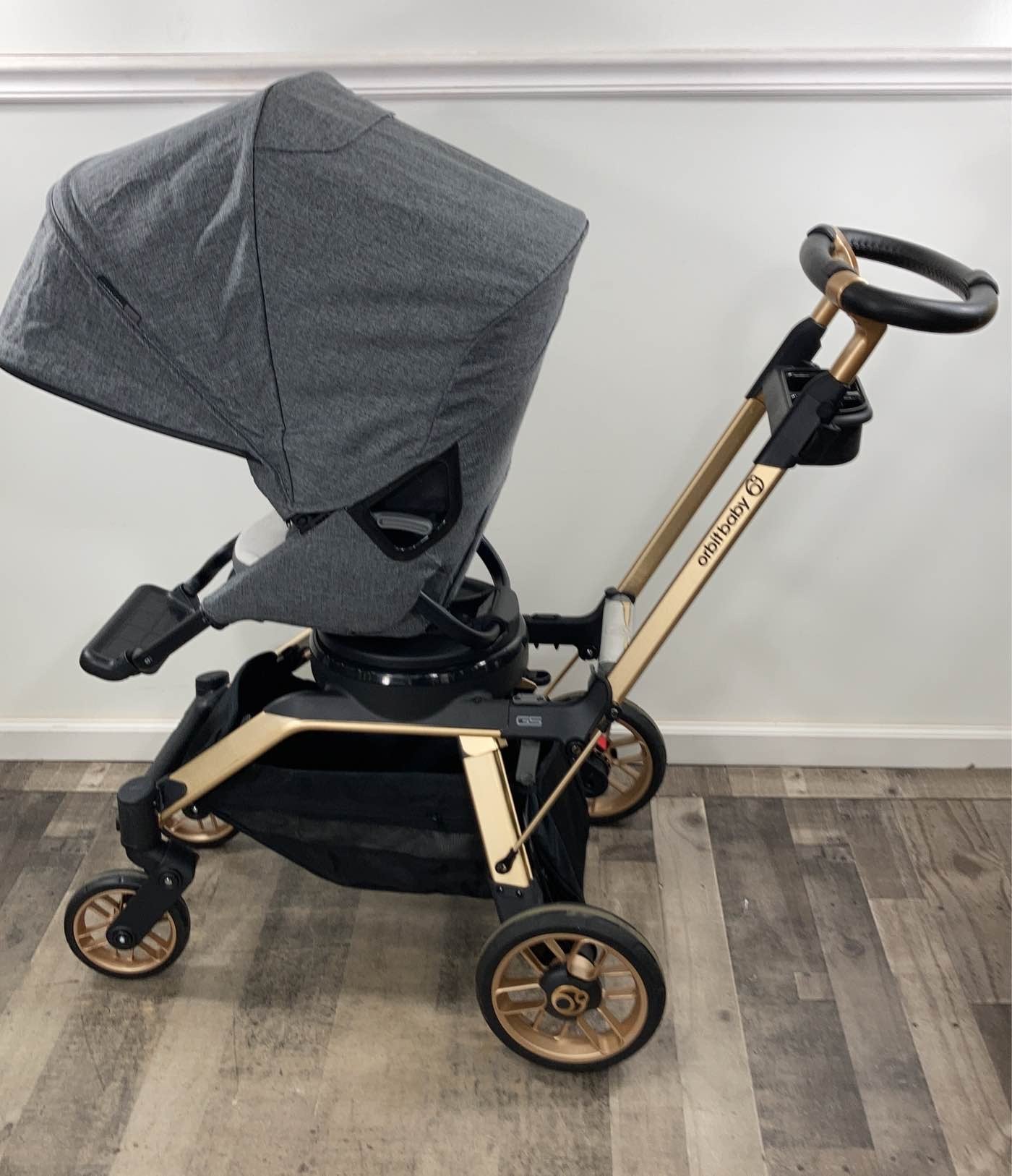 Orbit BabyG5 Stroller With Snack Tray, 2021, Gold Frame, Grey Melange Seat