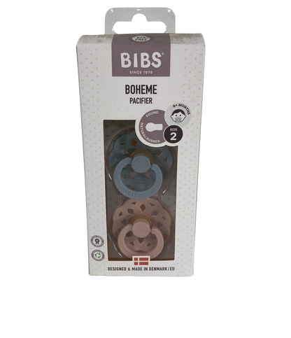  BIBS Boheme Natural Rubber Pacifier 2 Pack, Size 2 (6-18m), Cloud/Blush
