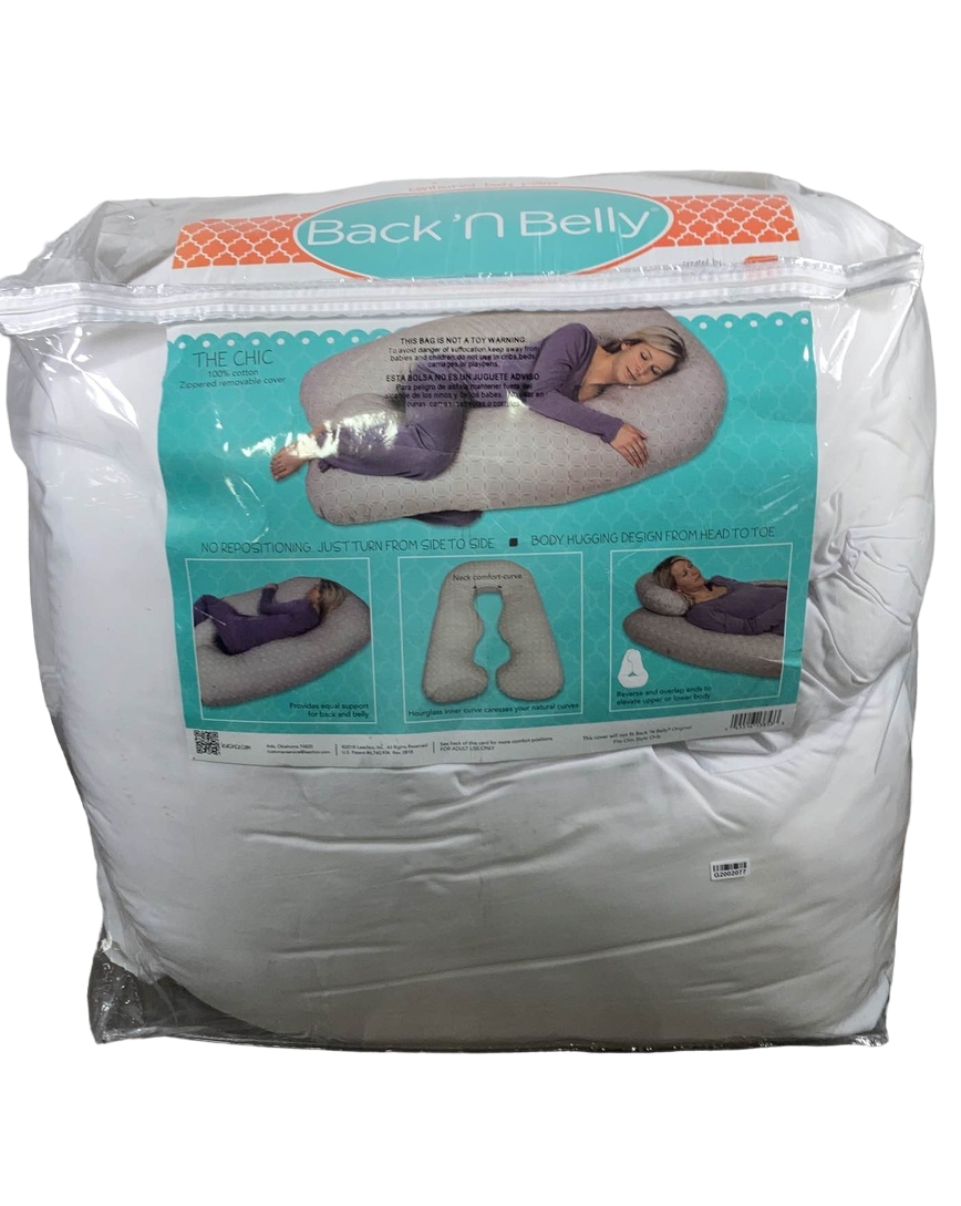  Leachco Back ‘n Belly Bliss Pregnancy Pillow, Soothing White