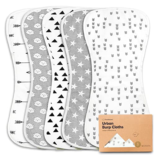  KeaBabies Urban Burp Cloths, Greyscape