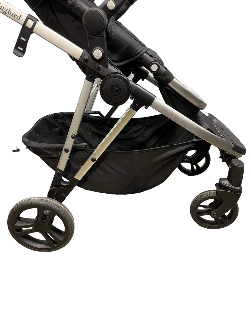  Mockingbird Single To Double Stroller, 2020, Silver With Black Leather, Windowpane, Sea