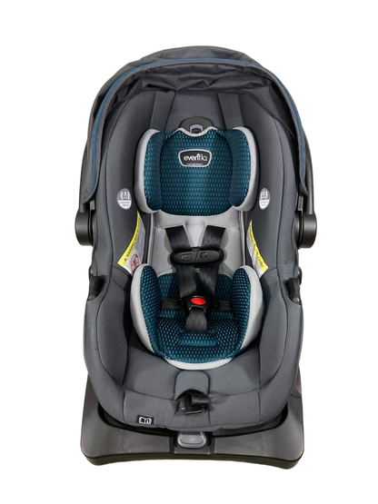 Evenflo LiteMax DLX Infant Car Seat With SafeZone Load Leg Base, Sawyer, 2023