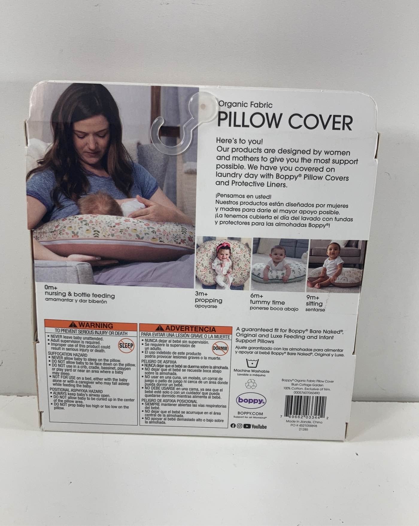 Boppy Organic Nursing And Infant Support Pillow Slipcover, Blush Cottage Garden