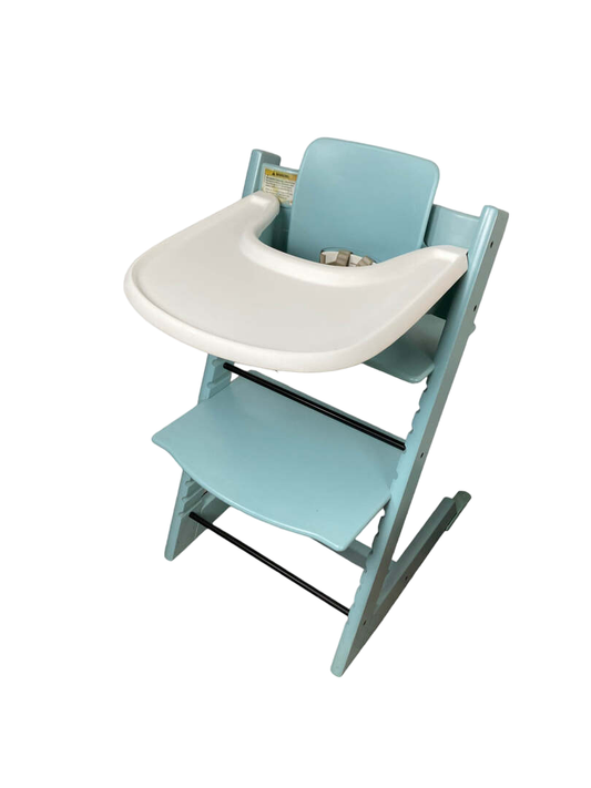 Stokke Tripp Trapp High Chair With Baby Set And Tray, Soft Mint, White