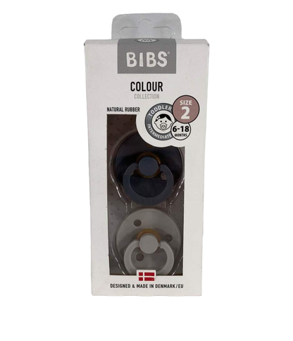  BIBS 2-Pack Pacifiers, Colour Collection, Size 2, Black/White