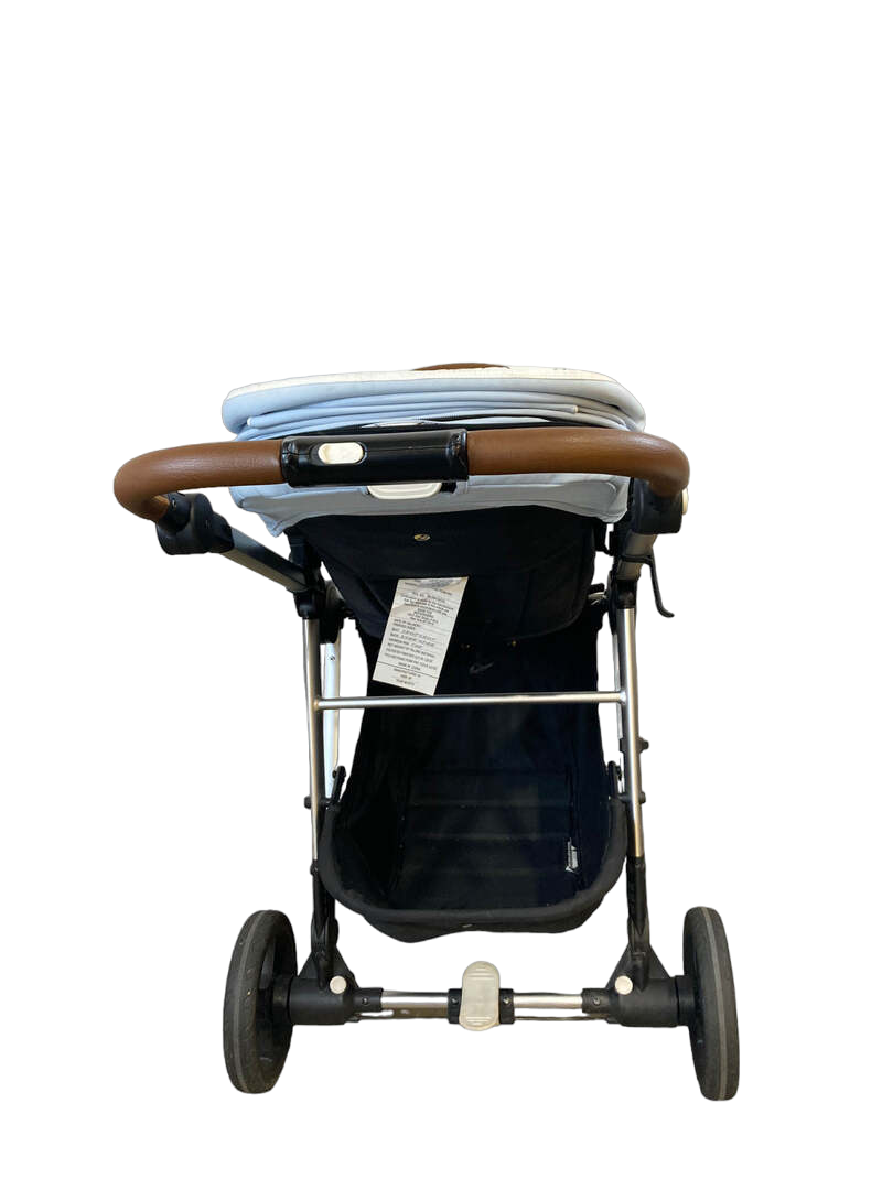  Mockingbird Single Stroller, 2020, Sky, Windowpane, Silver With Black Leather